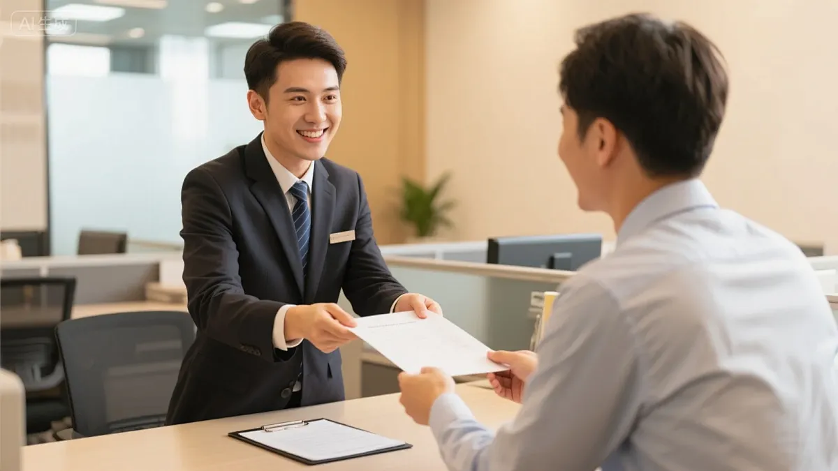 Document reception at a business centre
